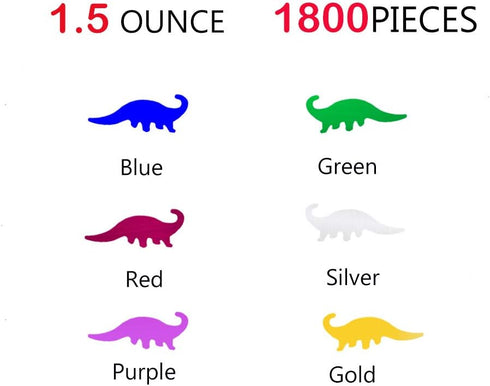Dinosaur Confetti Metallic Foil Scatter for Dino Theme Birthday Party, 1.5 Ounce, 1800 Pieces for Decorations