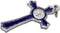 Hand Made St Benedict Cross Medal Crucifix, 3" Tall, Silver Plated with Blue Enamel