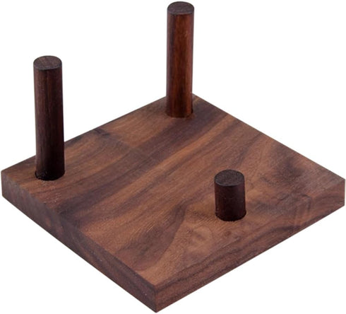 Walnut Crystal Display Stand, Three-Peg Easel for Fossil, Coral, Geodes, Rock, Mineral, Agate
