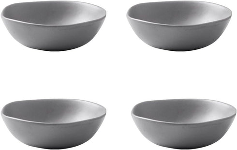 Classic Matte Ceramic Sauce Dishes, Sushi Dipping Bowls, Appetizer Plates with Irregular Edge, Set of 4