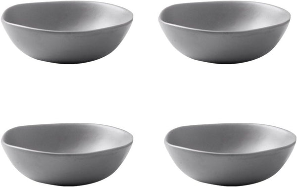 Classic Matte Ceramic Sauce Dishes, Sushi Dipping Bowls, Appetizer Plates with Irregular Edge, Set of 4