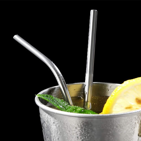 25 Piece Set of 8.5 Inch Long Stainless Steel Drinking Straws, Reusable Metal Straws for 20 OZ (20 Bent|5 Brushes)