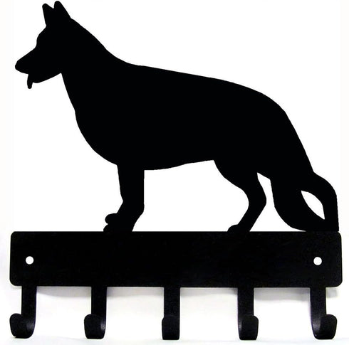 German Shepherd #1 Key Holder Dog Leash Hanger for Wall, Large 9 inch Wide with 5 Hooks, Made in USA