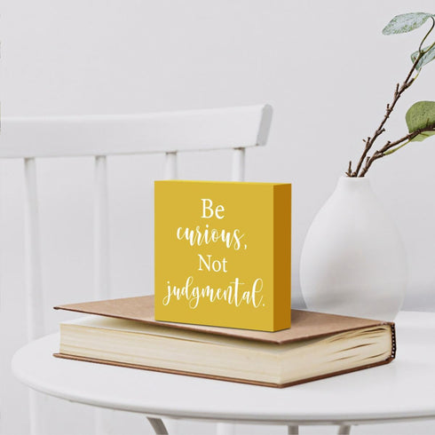 Inspirational Wooden Box Sign, Decorative Soccer Coach Gifts for Office Desk Decor, Rustic Square Wall Decor