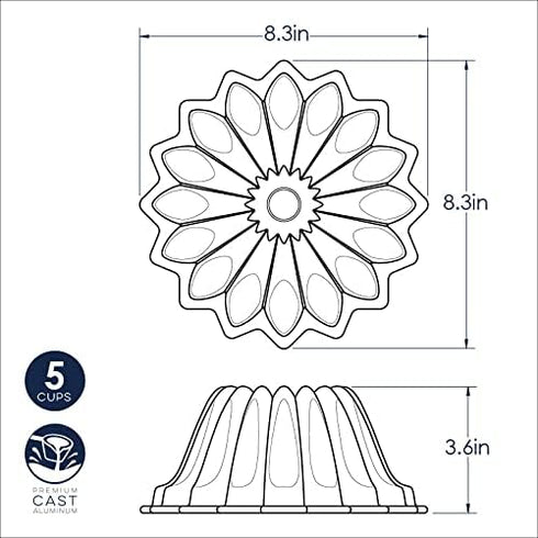 Nordic Ware Gold Lotus Bundt Pan, 5 Cup Capacity