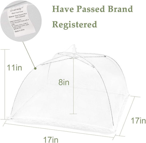 Onarway 6 Pack Food Covers - 17 Inch Pop-Up Encrypted Mesh Plate Serving Tents, Fine Net Screen Umbrella for Outdoors,