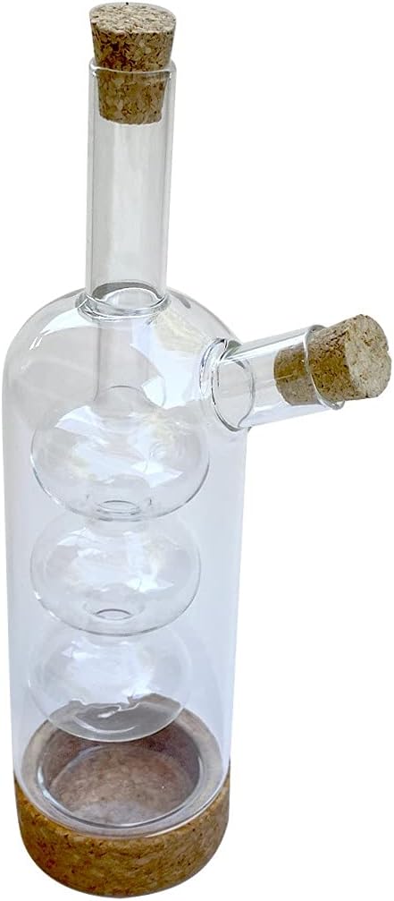 Countertop Lily's Home Triple Globe Olive Oil and Vinegar Dispenser - Glass Cruet with Cork Base, Nested Design