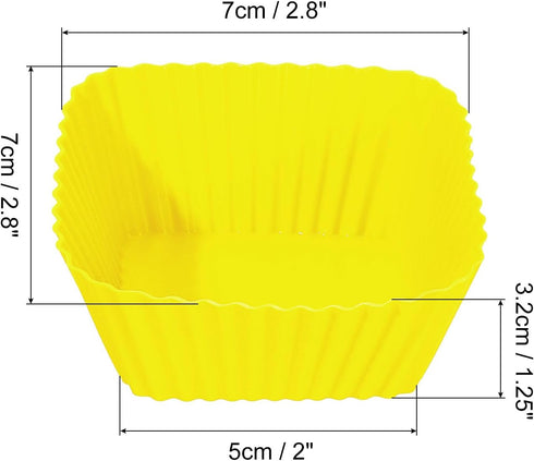 uxcell 18Pcs Silicone Cupcake Baking Cups, Silicone Muffins Liners Non-Stick Square Baking Cups, for Cooking Eggs Baking Muffins and Make a Cake(Yellow) by uxcell