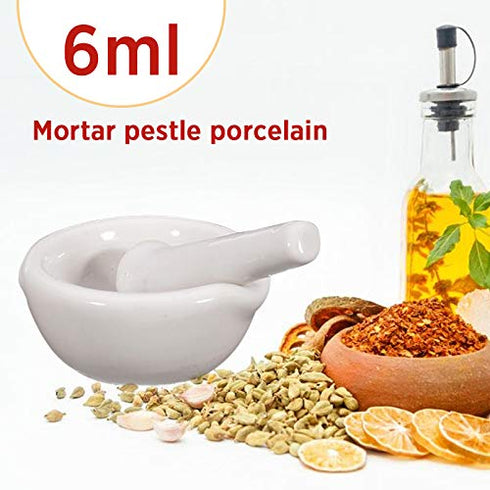 6ml Porcelain Pepper Mill, Mortar Pestle, Garlic Spice Grinder, DIY Kitchen Gadget, Pugging Pot, Herbs Bowl Mill Crusher