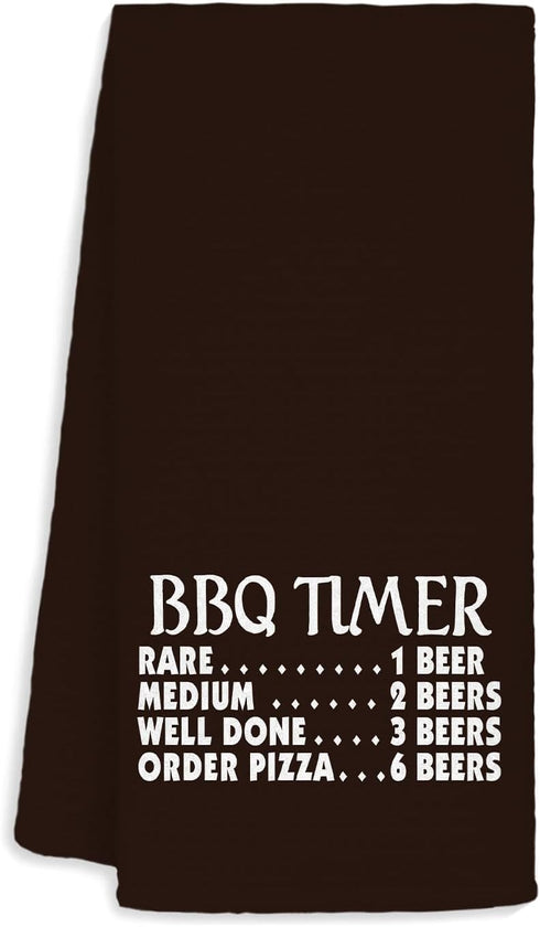 Funny BBQ Kitchen Towels, 16×24 Inch Grilling Towel Accessories, Black Kitchen Decor, Cooking Gifts for Grill Lovers