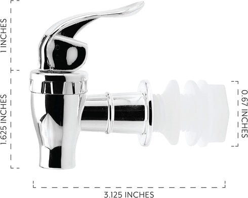 Cornucopia Brands Push Style Spigots for Beverage Dispenser, 2-Pack Replacement Lever Pour Spouts, Chrome Design