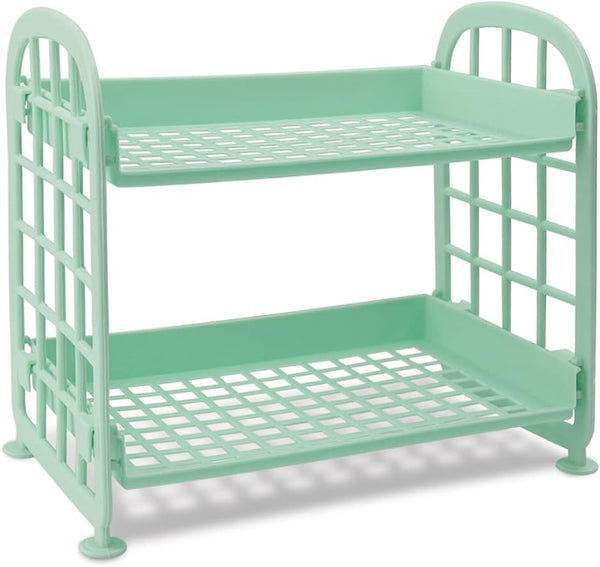 Desktop Rack Cosmetic Stationery Storage Holder - 2-Tier Multifunctional Plastic Shelf Makeup Organizer for Home (Light