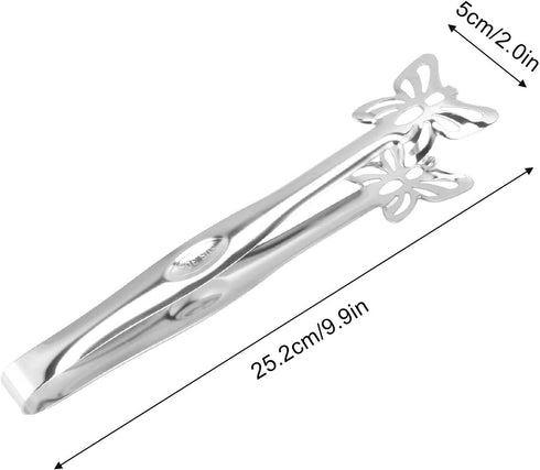 Stainless Steel Buffet Tongs, Food Grade Thickened Tongs for Cooking and Grilling (Butterfly Tongs Silver)