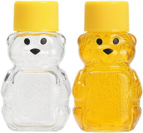 Cufarys 12 Pack 2oz (12) Honey Bear Bottle Bear Shape Clear Empty Honey Bottles Honey Jar with Screw Lid,Plastic Mini