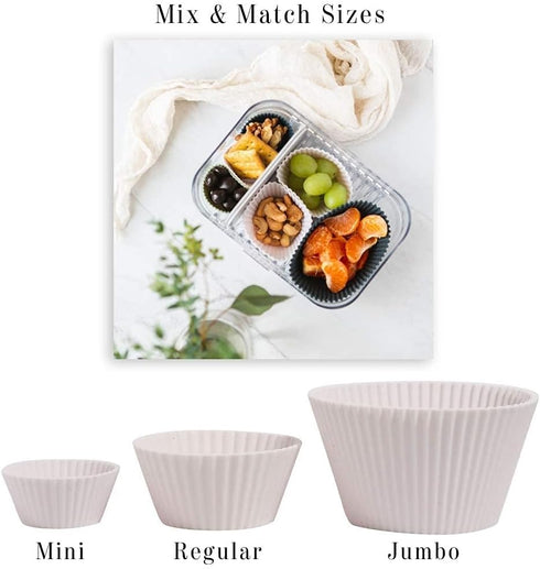 The Silicone Kitchen 24 Pack Mini Silicone Baking Cups, Non-Toxic, BPA Free, Dishwasher Safe, White Blue Green