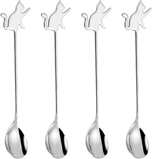 Stainless Steel Mini Coffee Espresso Spoon, Dessert Teaspoons Small Soup Spoons, Silver Cute Animals Coffee Spoon, Set
