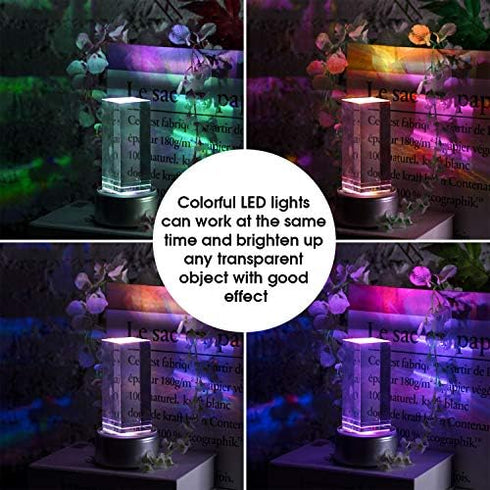 Mudder 7 LED Rotating Display Stand Light, Colorful Crystal Base Cup Turner Platform, 360 Degree Spinner