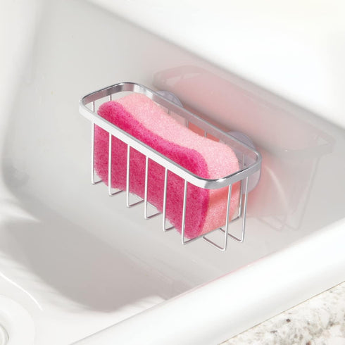 iDesign Gia Stainless Steel Dish Sponge Holder Basket, Ideal for Kitchen Sinks, Set of 1, Polished