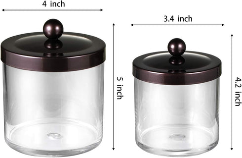 Premium Quality Plastic Apothecary Jars, Qtip Holder Bathroom Vanity Storage Organizer Canister for Cotton Swabs