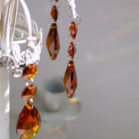 20pcs 38mm Teardrop Chandelier Crystals Pendant Replacement Prism Suncatcher Parts Connected Glass Octagon Beads