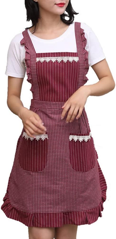 Cute Apron for Women with Pockets - Comfortable Kitchen Apron for Cafe Shop, Baking, Cooking