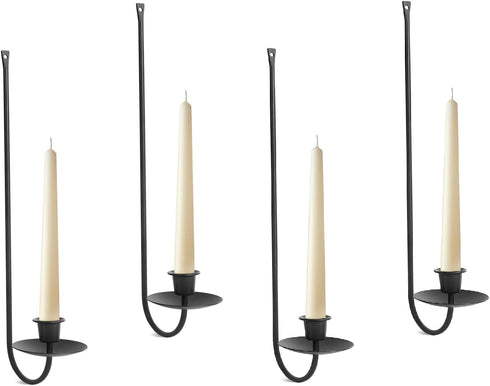 Batoslee Black Wall Candle Holder Set of 4, Stylish Metal Wall Mount