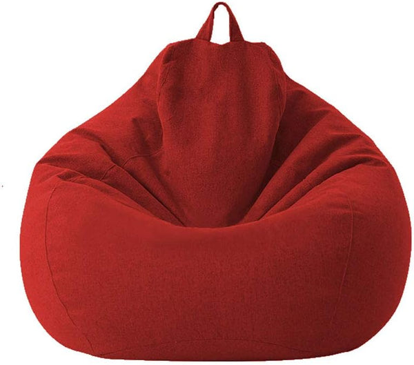 Soft Bean Bag Sofa Chair Cover for Adults, Teens, Kids - Lazy Lounger Furniture for Indoor Outdoor, Red (Cover ONLY, NO