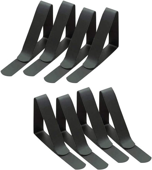 Adjustable Stainless Steel Tablecloth Clips for 1.5 inch Thick Table, Angle Clamps Table Cloth Holders (8, Black, One