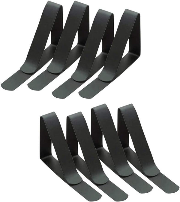 Adjustable Stainless Steel Tablecloth Clips for 1.5 inch Thick Table, Angle Clamps Table Cloth Holders (8, Black, One