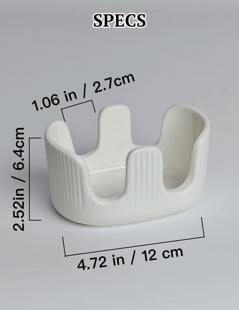 2-Slot Countertop Ceramic Sponge Holder, Dish Sponge Holder for Kitchen Sink, Keeps Sponges Dry & Clean, Rust-Free