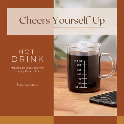Novelty 14 Ounces Laboratory Beaker Mug - Heat Resistant Borosilicate Glass with Accurate Measurement Markings,