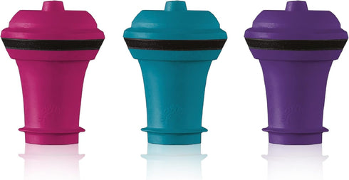 Vacu Vin Wine Saver Vacuum Stoppers, Set of 3, Multicolor, Airtight Seal