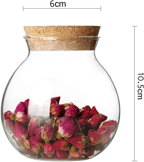 1PCS 500ML/17OZ Glass Favor Jars with Cork Lids, Transparent Round Food Storage Bottles for Kitchen