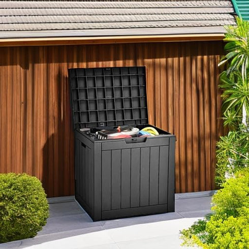 31 Package YITAHOME Gallon Outdoor Storage Deck Box, Waterproof Resin Delivery and Storage Box with Lockable Lid