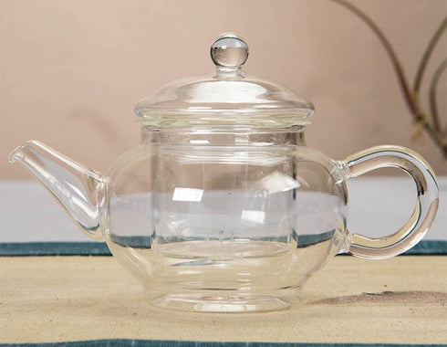 123Arts Small Tea Pot, Glass Teapot with Infuser, 8 Oz Kettle for Loose Tea with Lid