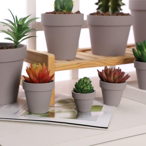 Yishang 1.9 Inch Tiny Grey Terracotta Pots, Pack of 36 Mini White Clay Pots with Drainage Holes