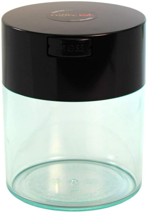 1/2 LB Airtight Multi-use Vacuum Container, Smell Proof for Ground Coffee, Black Cap and Clear Body
