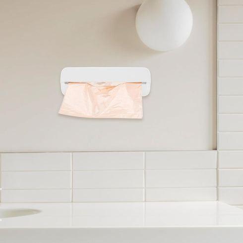 Luxshiny Wall-mounted Plastic Bag Holder, Trash Bag Dispenser, Easy Hanging Organizer for Home Kitchen