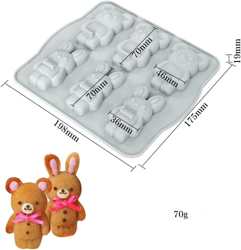 Candy Animal Silicone Mold Rabbit Bear Shape Chocolate Soap Cake Decorating DIY Kitchenware Bakeware Ice Mold Baking Tools (Rabbit Bear R_7.92 X7 X0.76 inch) by mostsom