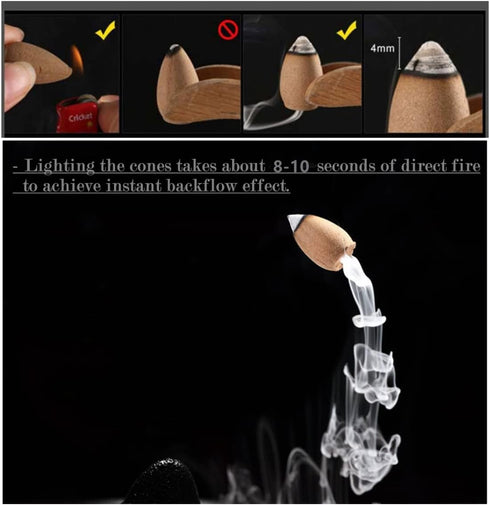 80 Pcs Backflow Incense Cones, 8 Mixed Natural Scents including Sandalwood, Rose, Green Tea, Lavender