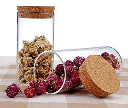 2Pcs 300ml/10oz Clear Glass Bottles with Cork Stopper - Empty Refillable Storage Container for Dry Food Goods