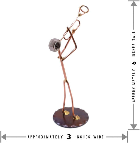 Trumpet Collectible Handmade Metal Art Figurine, Desk Accessories, Office Décor, Musical Instrument
