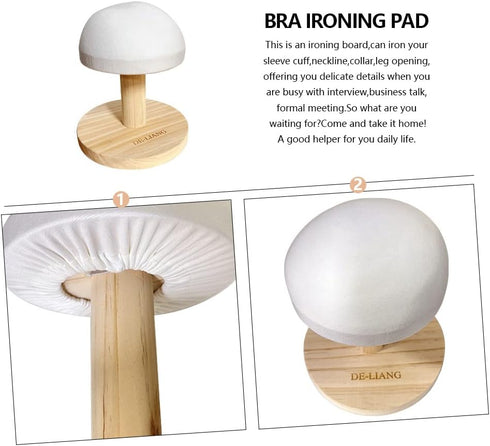 Bra Wooden Ironing Board, Mini Iron Padded Sleeve Pillow Board, Stool with Round Base for Pressing