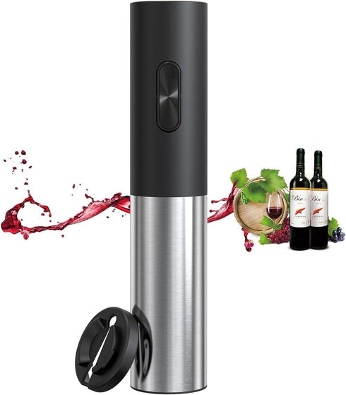 DTB Electric Wine Bottle Opener, Rechargeable Automatic Wine Opener with Foil Cutter, Stainless Steel (Battery Type)