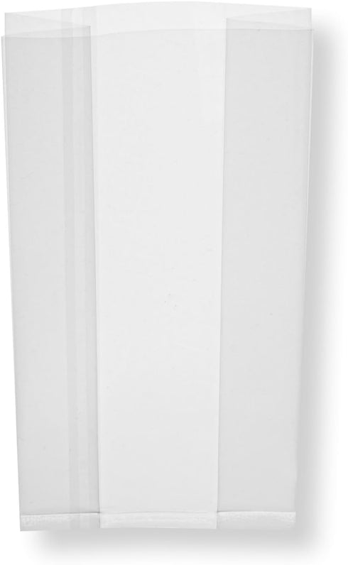 Restaurantware 100 Clear Plastic Gusset Bags 4 x 2.3 x 8 Inch - Heat Sealable Food Safe Treat Bags for Popcorn or