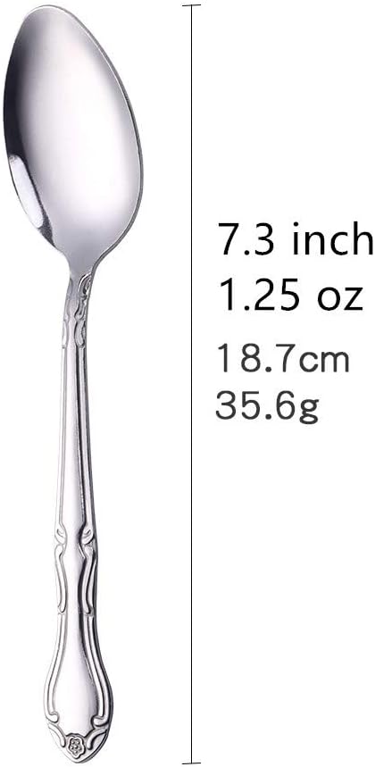 Iced Tea Spoon Set for 12 Coffee Spoon 7.9 -Inch Stainless Steel Spoon Set Ice Cream Spoon Long Spoon Dessert Spoon Milkshake Spoon, Silver