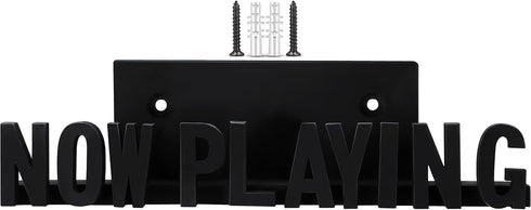 Marsui Now Playing Vinyl Record Wall Stand (Black) - Wooden Shelf Hanging Wall Mount Record Display Storage Holder