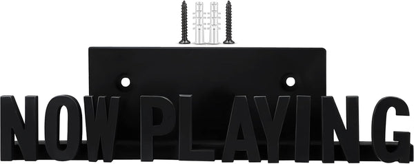 Marsui Now Playing Vinyl Record Wall Stand (Black) - Wooden Shelf Hanging Wall Mount Record Display Storage Holder