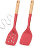 Pack of 2 Silicone Spatula, Non Stick Cooking Utensil Set with Wooden Handle for Baking, Mixing, Grilling, Red
