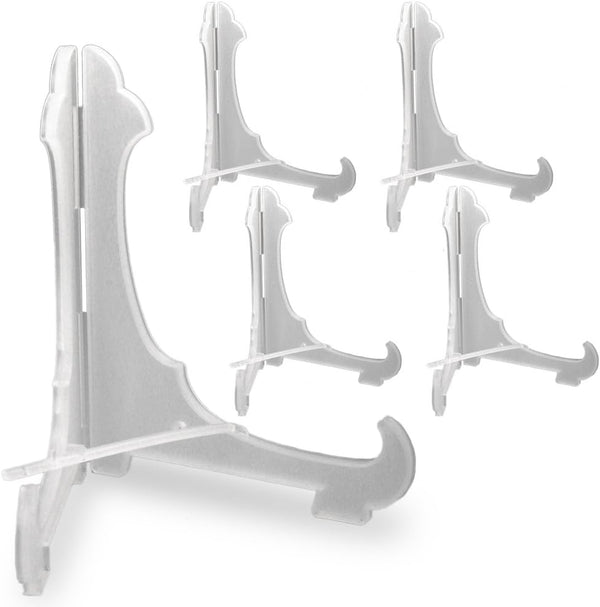 Clear Plastic Easels, 6" High with Locking Bar, Pack of 5